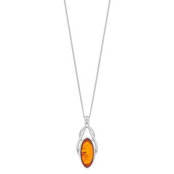 Sterling Silver Amber Knot Pendant Necklace