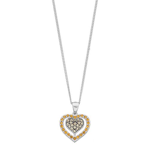 Tori Hill Sterling Silver Marcasite & Crystal Double Heart Pendant