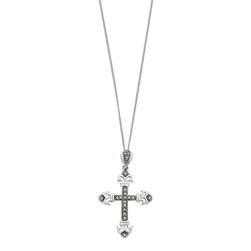 Tori Hill Sterling Silver Marcasite Cross Pendant Necklace, Womens, Size: