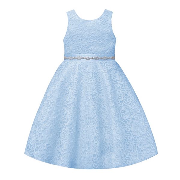 Girls 7-16 American Princess Sleeveless Lace & Rhinestone Waist