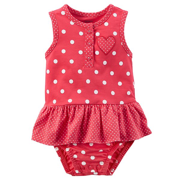 BABY GIRL CARTER'S SIZE 24 MONTHS RED POLKA DOT SUNSUIT ONE PIECE NEW #14140 