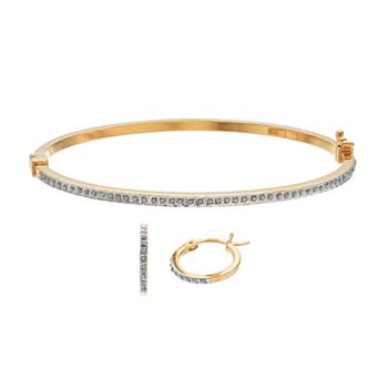 Diamond Mystique Bangle Bracelet & Hoop Earring Set