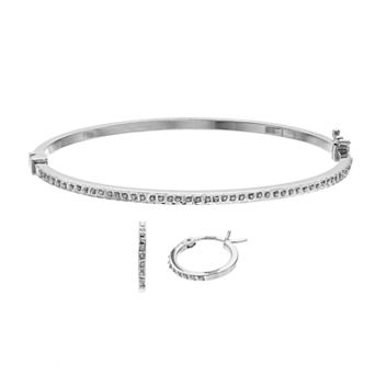Diamond Mystique Bangle Bracelet & Hoop Earring Set