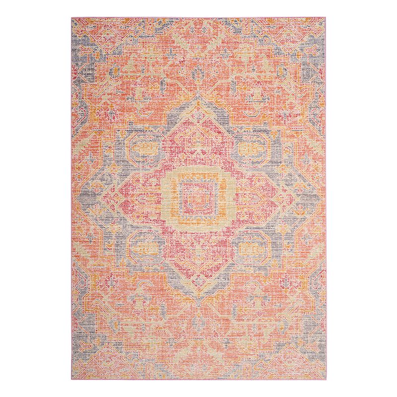 Safavieh Windsor Aiden Framed Medallion Rug, Pink, 6Ft Rnd