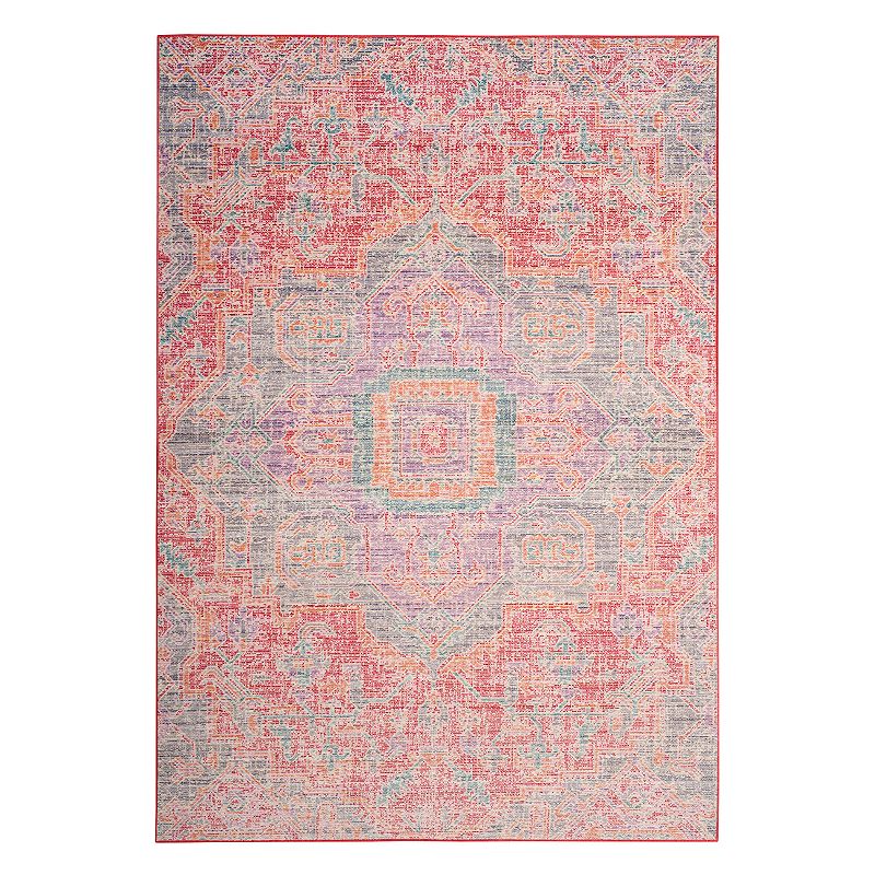 Safavieh Windsor Aiden Framed Medallion Rug, Pink, 6FT Sq