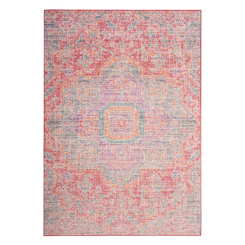 Safavieh Windsor Aiden Framed Medallion Rug, Pink, 6FT Sq