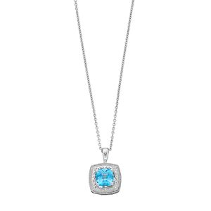 Simply Vera Vera Wang Sterling Silver Blue Topaz & Diamond Accent Square Pendant