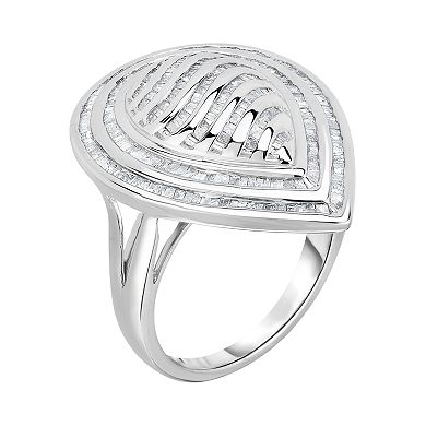 Sterling Silver 1 Carat T.W. Diamond Teardrop Ring