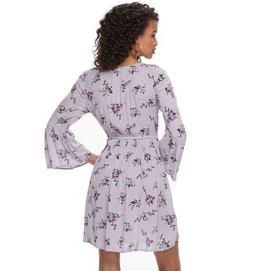 Juniors' Mudd® Print Crinkle Lace-Up Dress