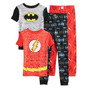 Boys 6-12 Batman & Flash 4-Piece Pajama Set