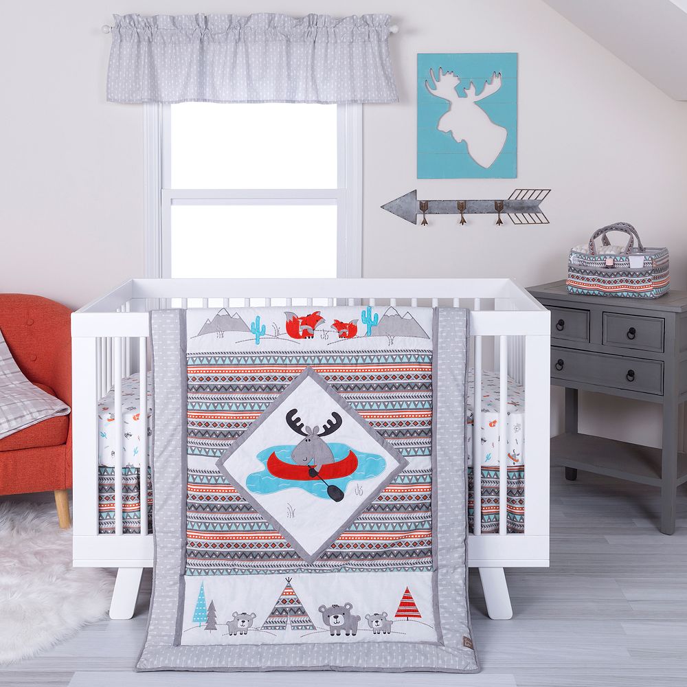 Trend Lab 4 Pc Moose Canoe Crib Bedding Set