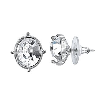 1928 Crystal Oval Stud Earrings