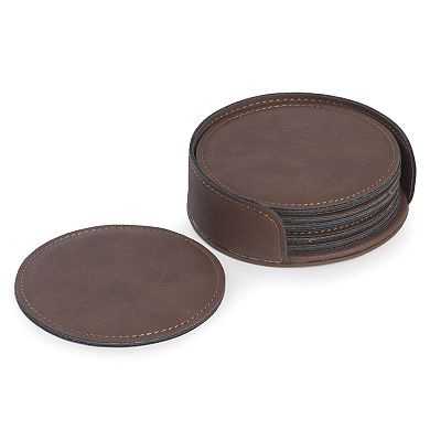 Bey-Berk 6 Coaster Set With Holder In Grey