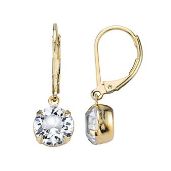 1928 Crystal Gold Tone Drop Earrings