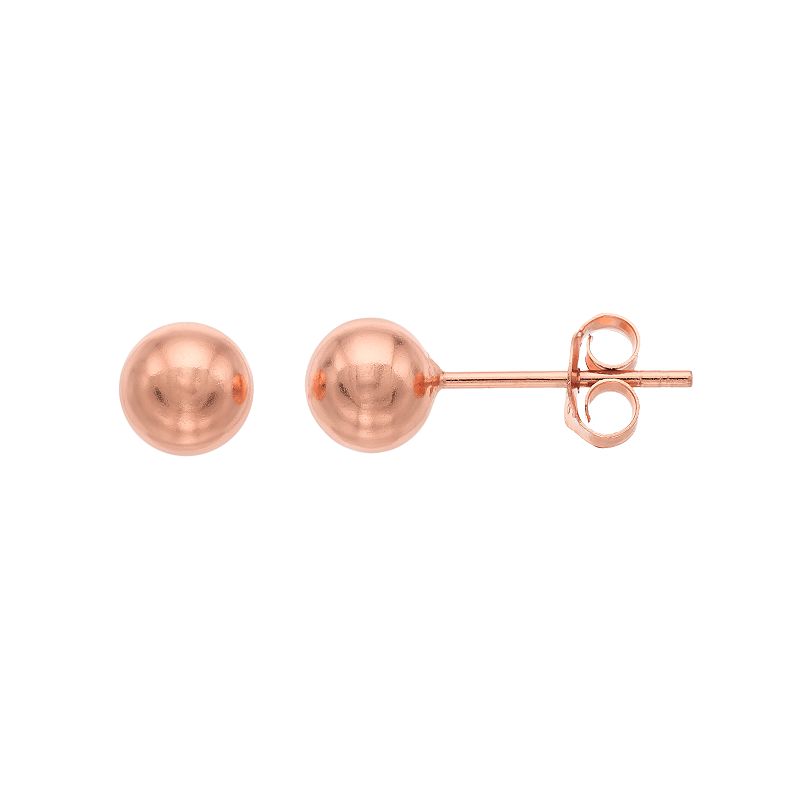 Sterling Silver Ball Stud Earrings, Womens, Pink