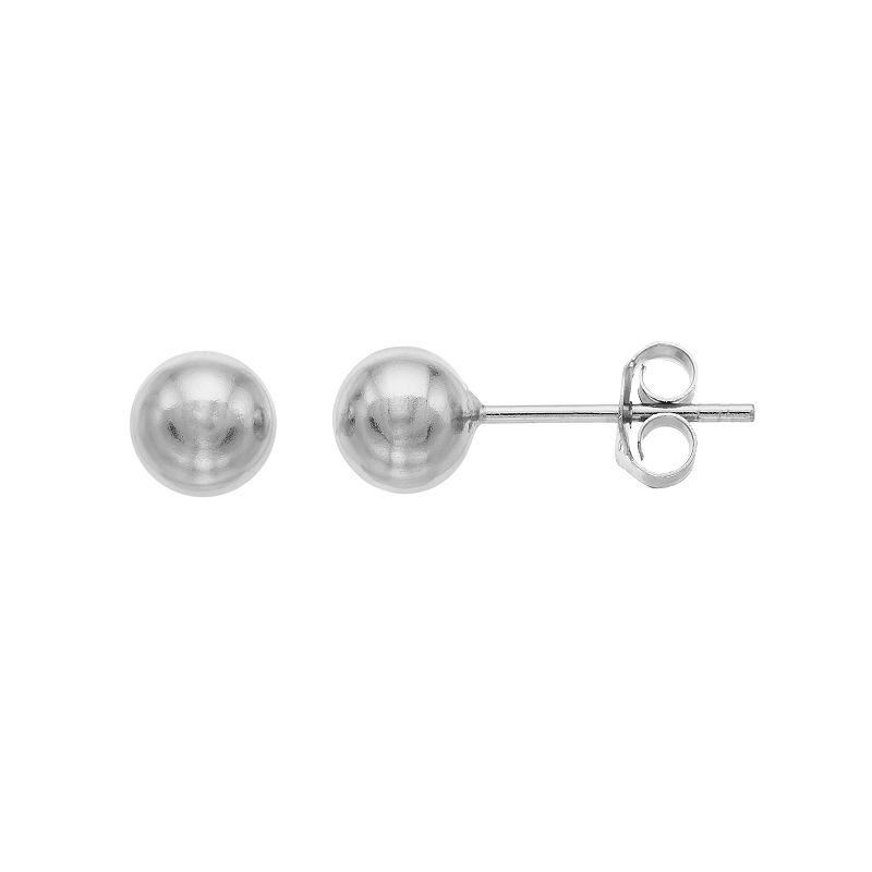 Sterling Silver Ball Stud Earrings, Womens, Grey