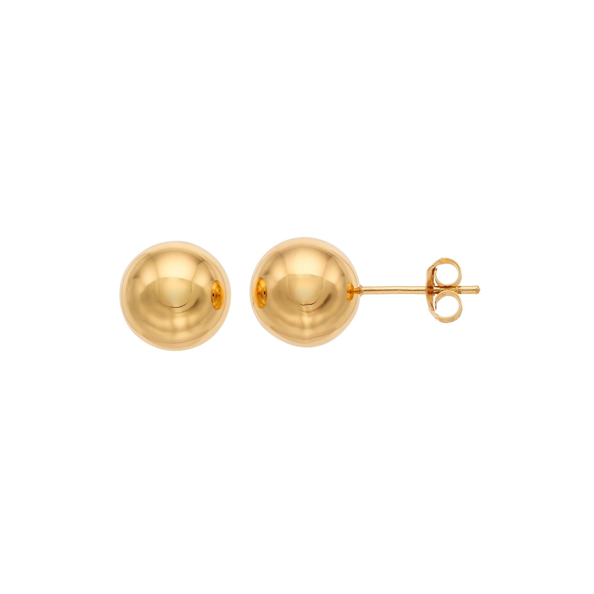 Sterling Silver Ball Stud Earrings, Womens, 14k Gold Over