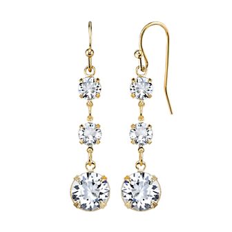 1928 Crystal Gold Tone Linear Earrings