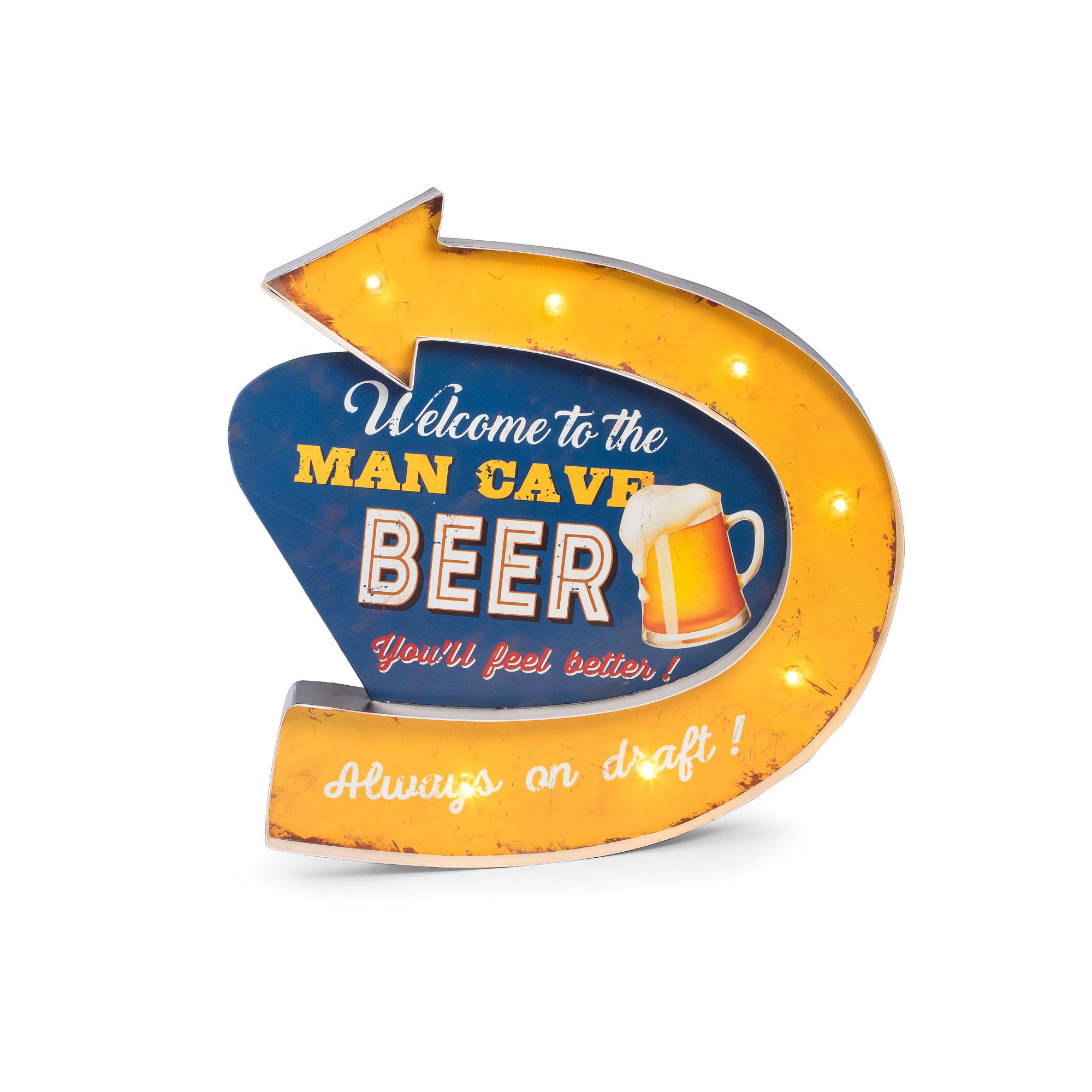 Bey-Berk Man Cave LED Lighted Metal Sign, Multicolor