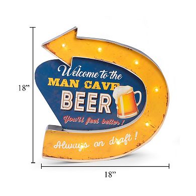 Bey-Berk Man Cave LED Lighted Metal Sign