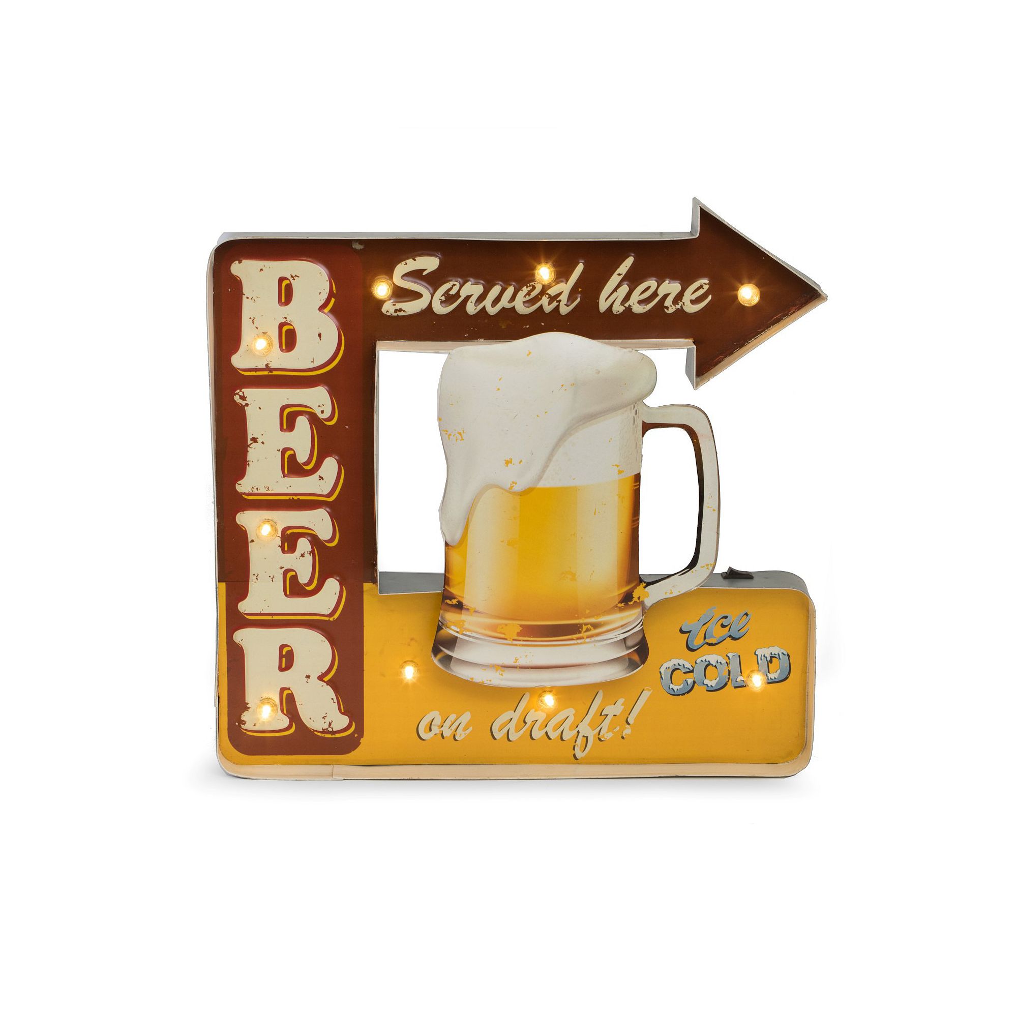 Bey-Berk Beer Served Here LED Lighted Metal Sign, Multicolor