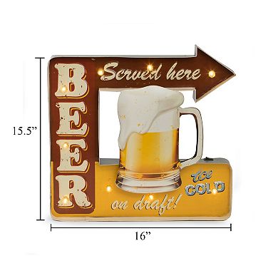 Bey-Berk Beer Served Here LED Lighted Metal Sign