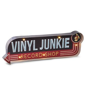 Bey-Berk Vinyl Junkie LED Lighted Metal Sign
