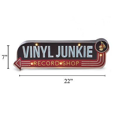 Bey-Berk Vinyl Junkie Led Lighted Metal Sign