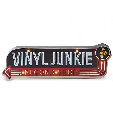 Bey-Berk Vinyl Junkie Led Lighted Metal Sign