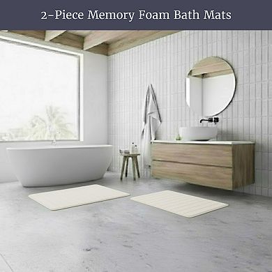 Portsmouth Home 2-piece Memory Foam Striped Bath Mat Set