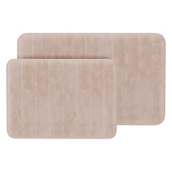 Portsmouth Home 2 pc Memory Foam Striped Bath Mat Set