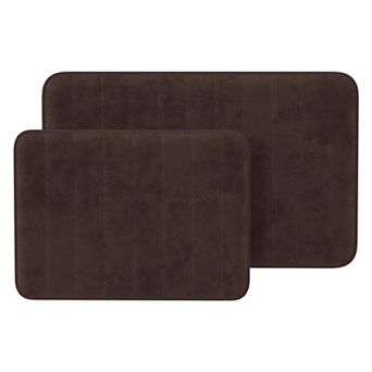 Portsmouth Home 2 pc Memory Foam Striped Bath Mat Set