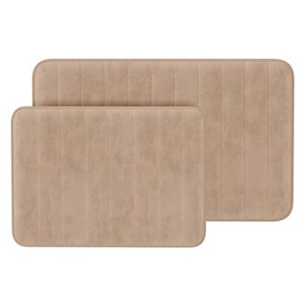 Portsmouth Home 2 pc Memory Foam Striped Bath Mat Set
