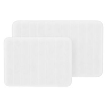 Portsmouth Home 2 pc Memory Foam Striped Bath Mat Set