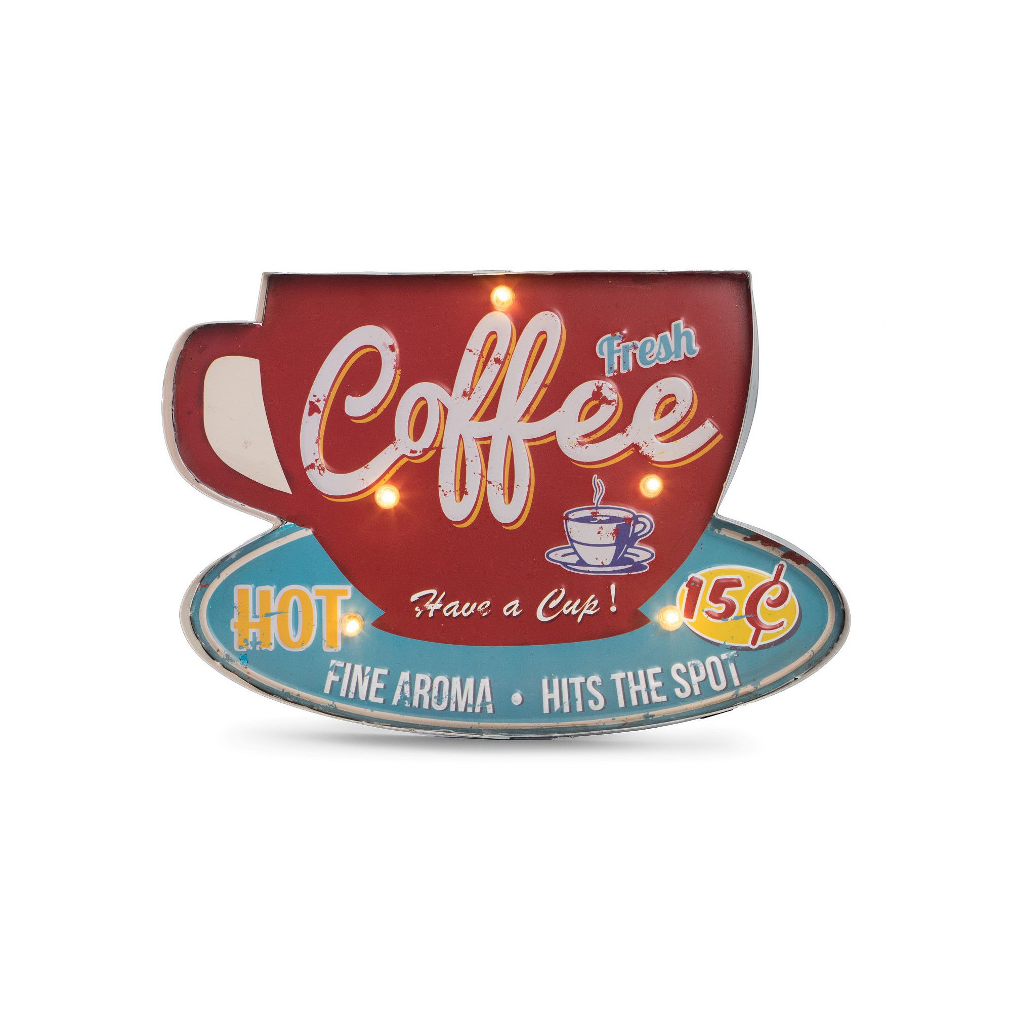 Bey-Berk Coffee Shop LED Lighted Metal Sign, Multicolor