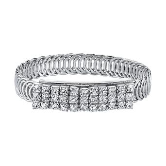 1928 Crystal Overlapping Circle Bangle Bracelet