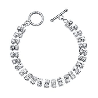 1928 Simulated Crystal Double Strand Toggle Bracelet