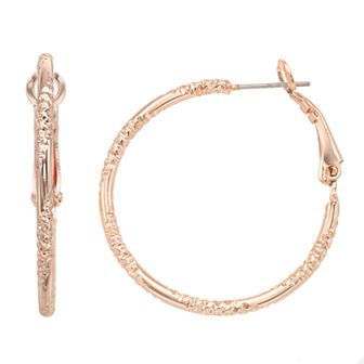 LC Lauren Conrad Textured Hoop Nickel Free Earrings