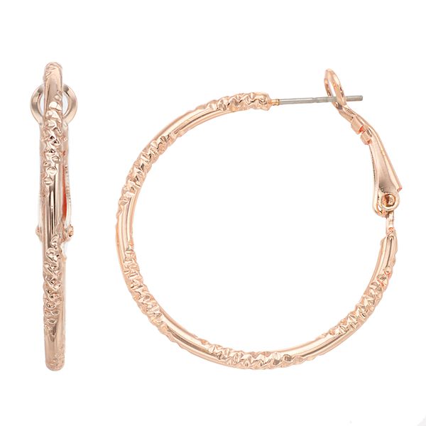 LC Lauren Conrad Textured Hoop Nickel Free Earrings - Rosetint
