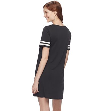 Juniors' Pink Republic Stripe-Sleeve T-Shirt Dress