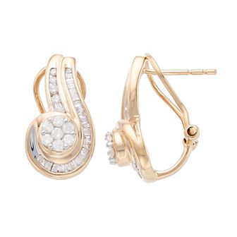10k Gold 1/2 Carat T.W. Diamond Swirling Drop Earrings
