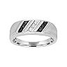 Men's Sterling Silver 1/4 Carat T.W. Black & White Diamond Diagonal Striped Ring