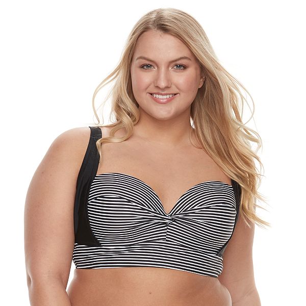 Plus Size Mix and Match Twisted Longline Bikini Top