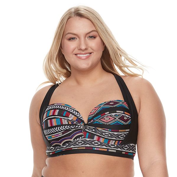 Plus Size Mix and Match Twisted Longline Bikini Top
