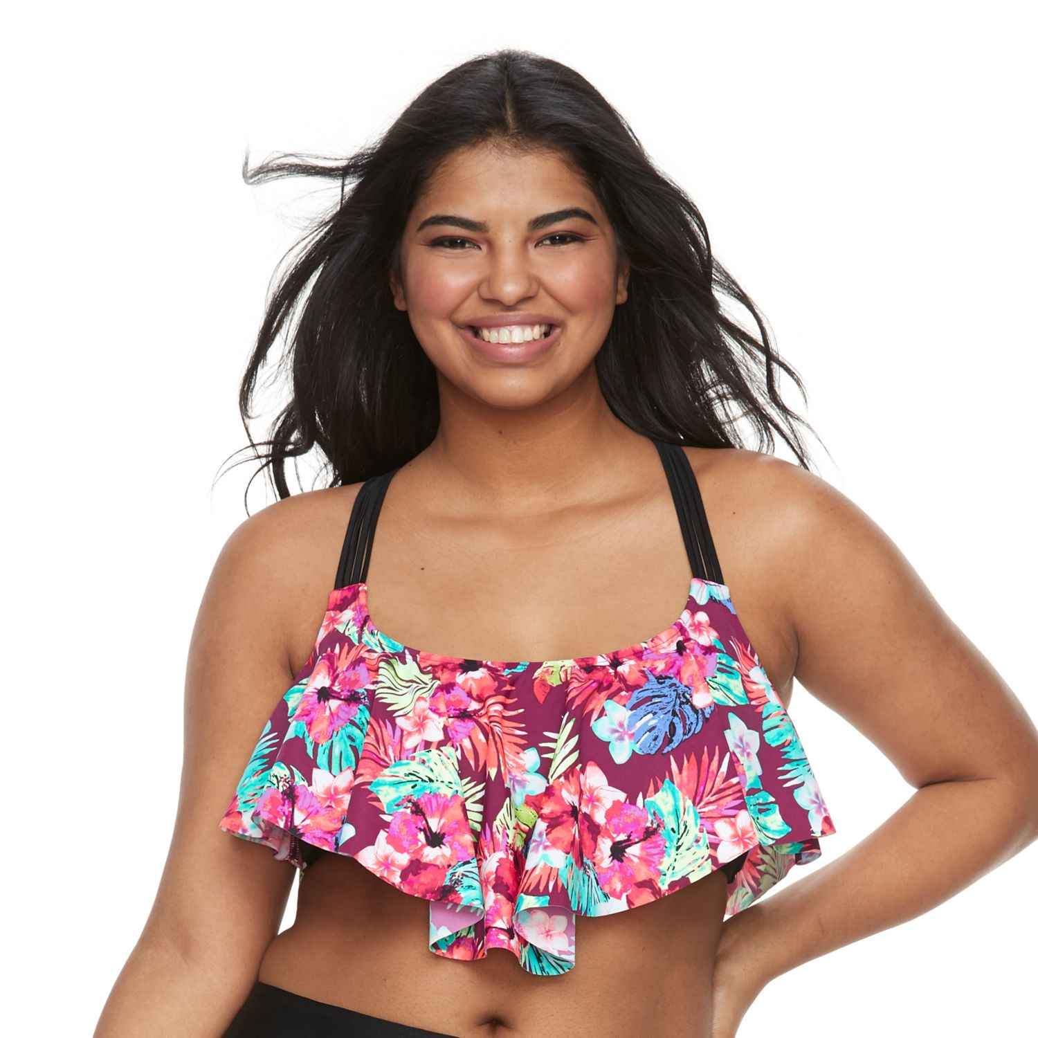 flounce swim top plus size