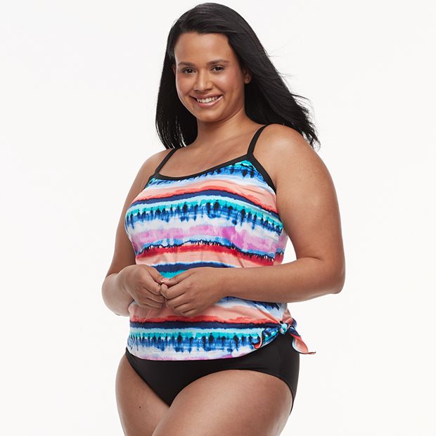 Plus Size Apt. 9 Printed Faux Tankini One Piece Swimsuit