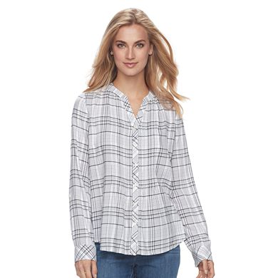 Women's Croft & Barrow® Plaid Pintuck Shirt 