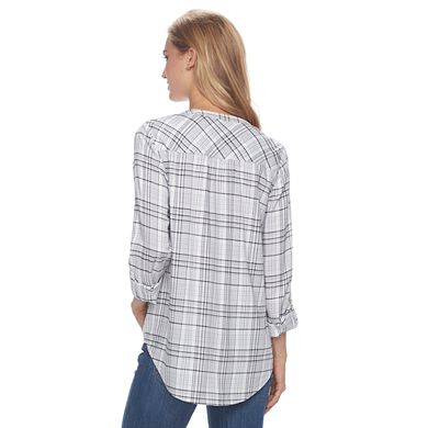 Women's Croft & Barrow® Plaid Pintuck Shirt 