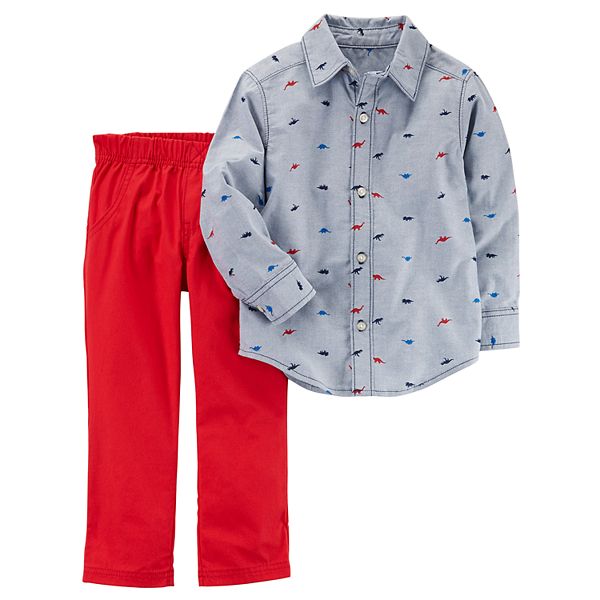 Carter’s Boys 2-Piece Hooded Button-Front Shirt & Jogger Set.size 5T