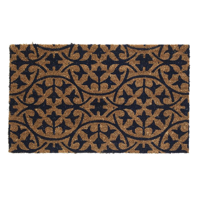 Fab Habitat Doormat Blue Tile Size 18" x 30", Extra Thick Handwoven, Durable Bedding